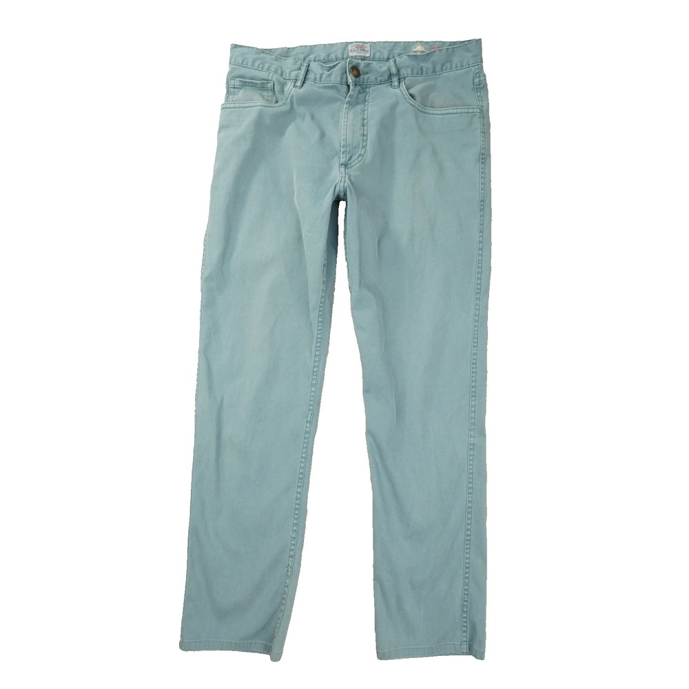 Faherty Comfort Twill Pants Men's 32x29 5 Pocket Slim Straight Light Blue